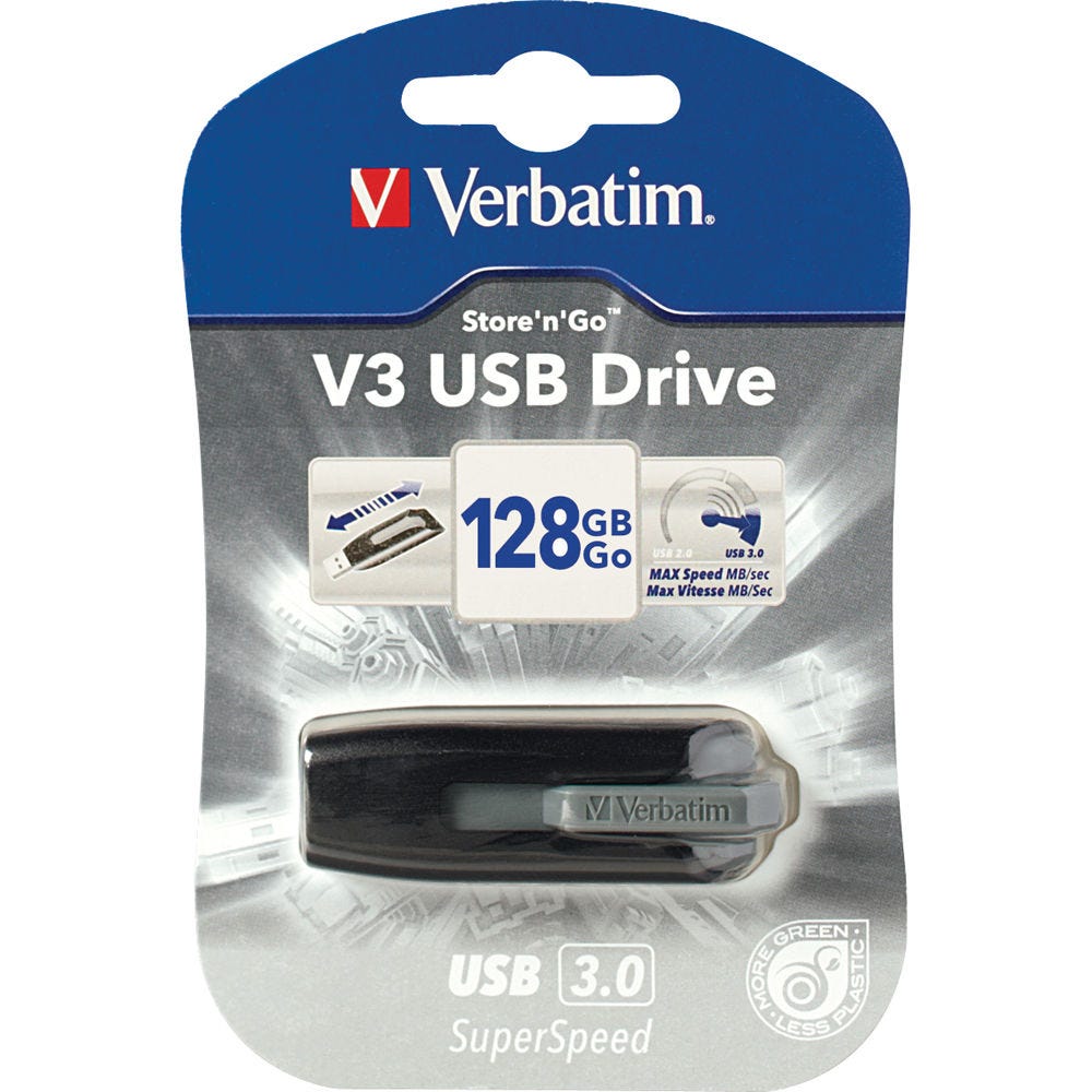 Verbatim Store'n'Go V3 USB 3.0 Drive 128GB - Grey