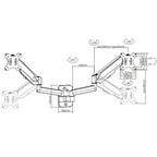 Brateck Dual Monitor Wall Mounted Gas Spring Monitor Arm 17"-32"