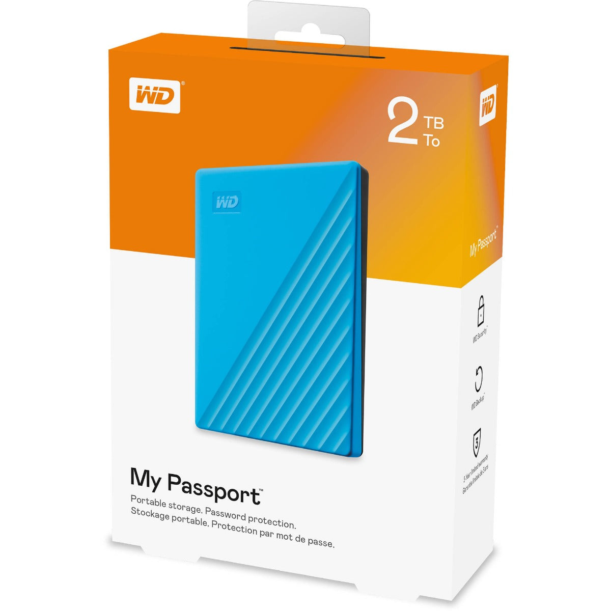 WD My Passport 2TB USB 3.0 Portable Hard Drive - Blue