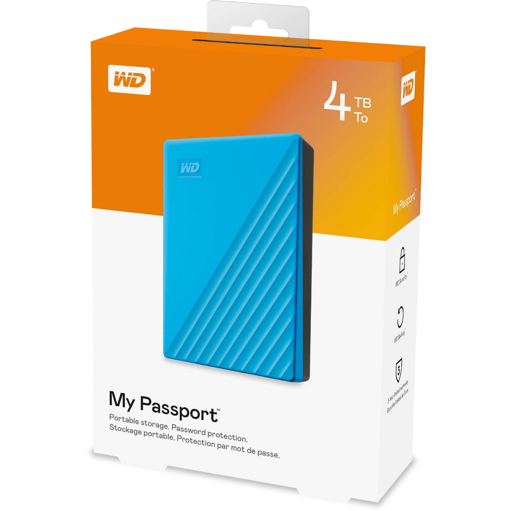 WD My Passport 4TB USB 3.0 Portable Hard Drive - Blue