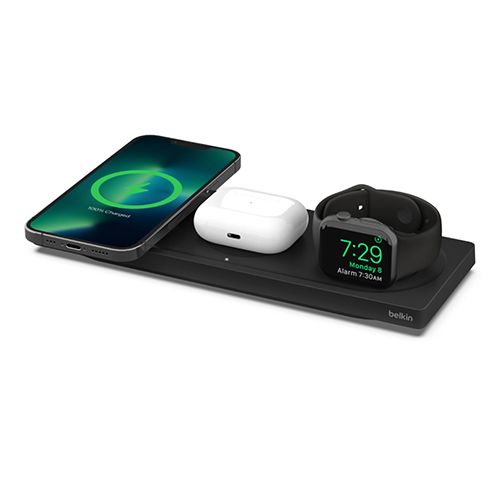 Belkin BOOSTCHARGE PRO 3-in-1 Wireless Charging Pad With MagSafe - Black