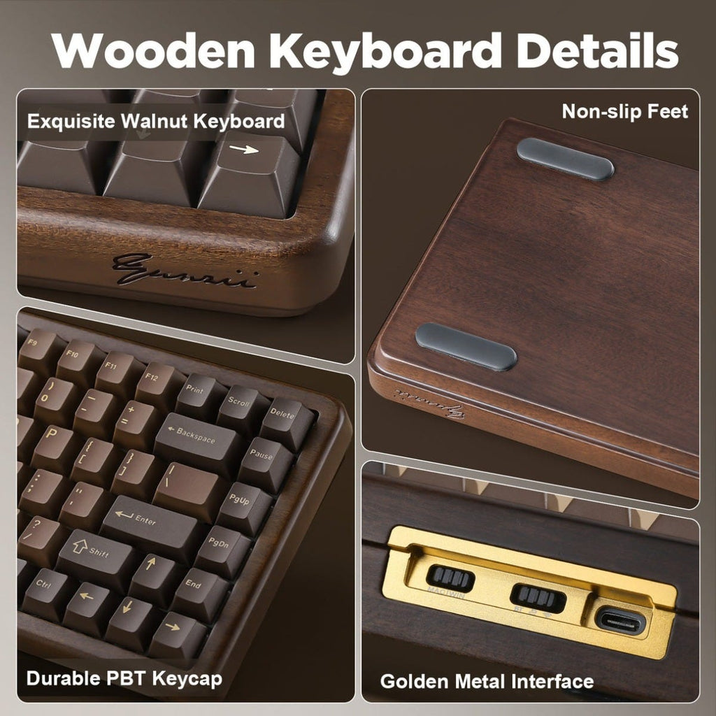 YUNZII WOOD84 Wireless Tri-Mode Keyboard (Candy Linear Switch)