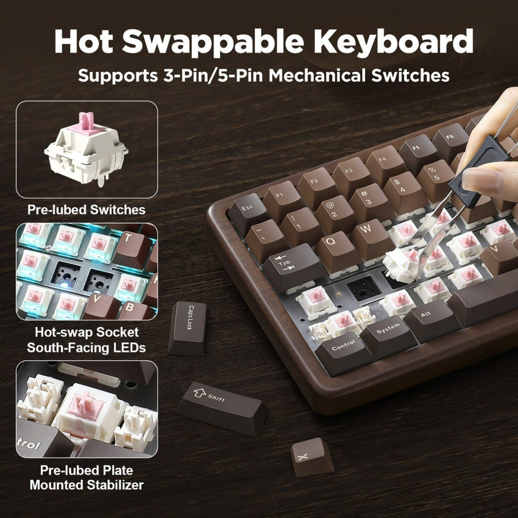 YUNZII WOOD84 Wireless Tri-Mode Keyboard (Candy Linear Switch)
