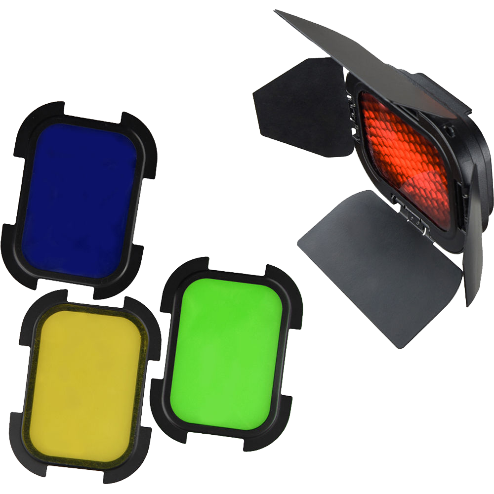 Godox BD-07 Barn Door with Honeycomb Grid and Colour Filter Set for AD200