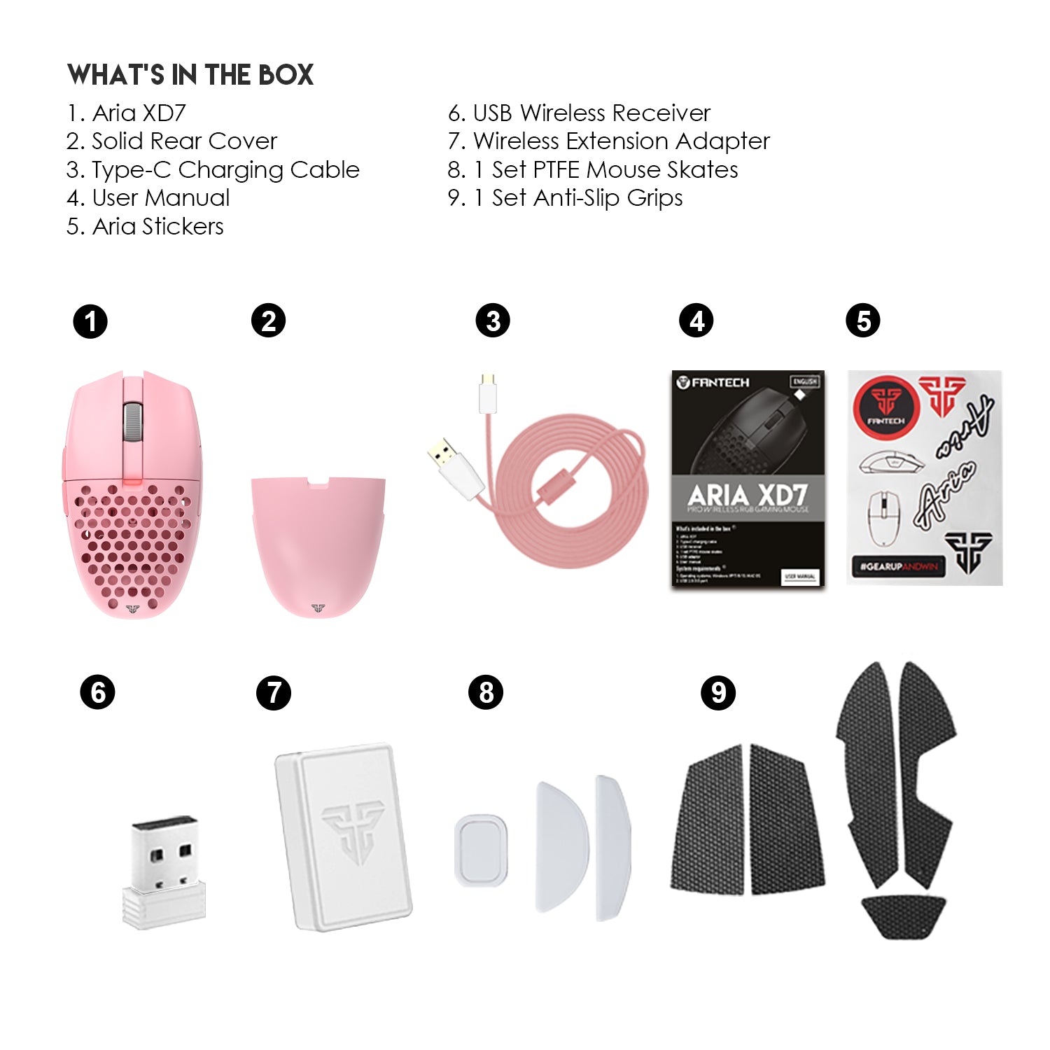 Fantech ARIA XD7 Light-Weight Wireless Gaming Mouse (Pink)