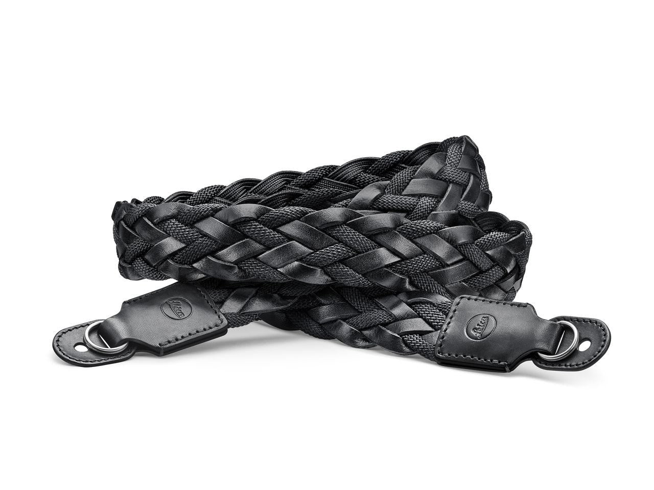 LEICA Flat Braided Rayon and Leather Carrying Strap (Black) 