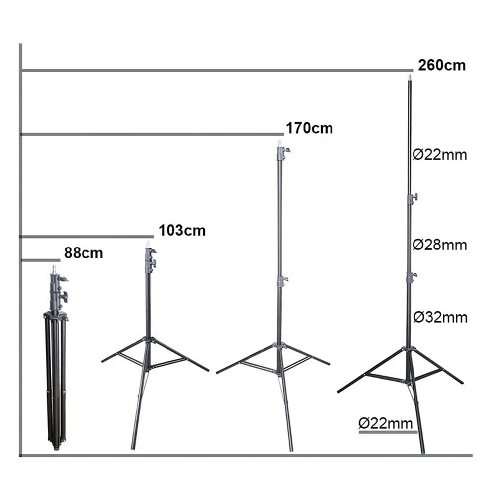 XLite 2.6m Black Lighting Stand Set With Bag