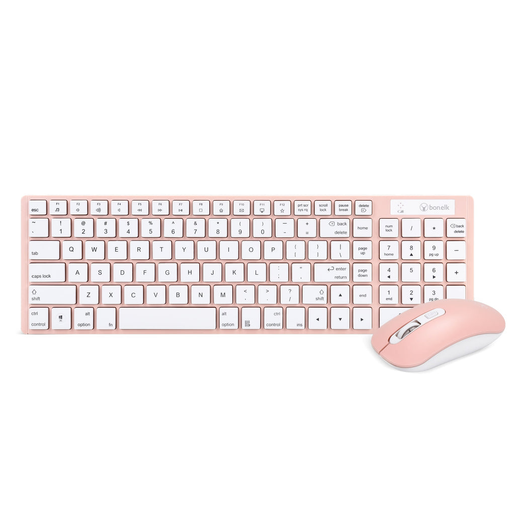Bonelk KM-322 Slim Wireless Keyboard and Mouse Combo (Salmon)