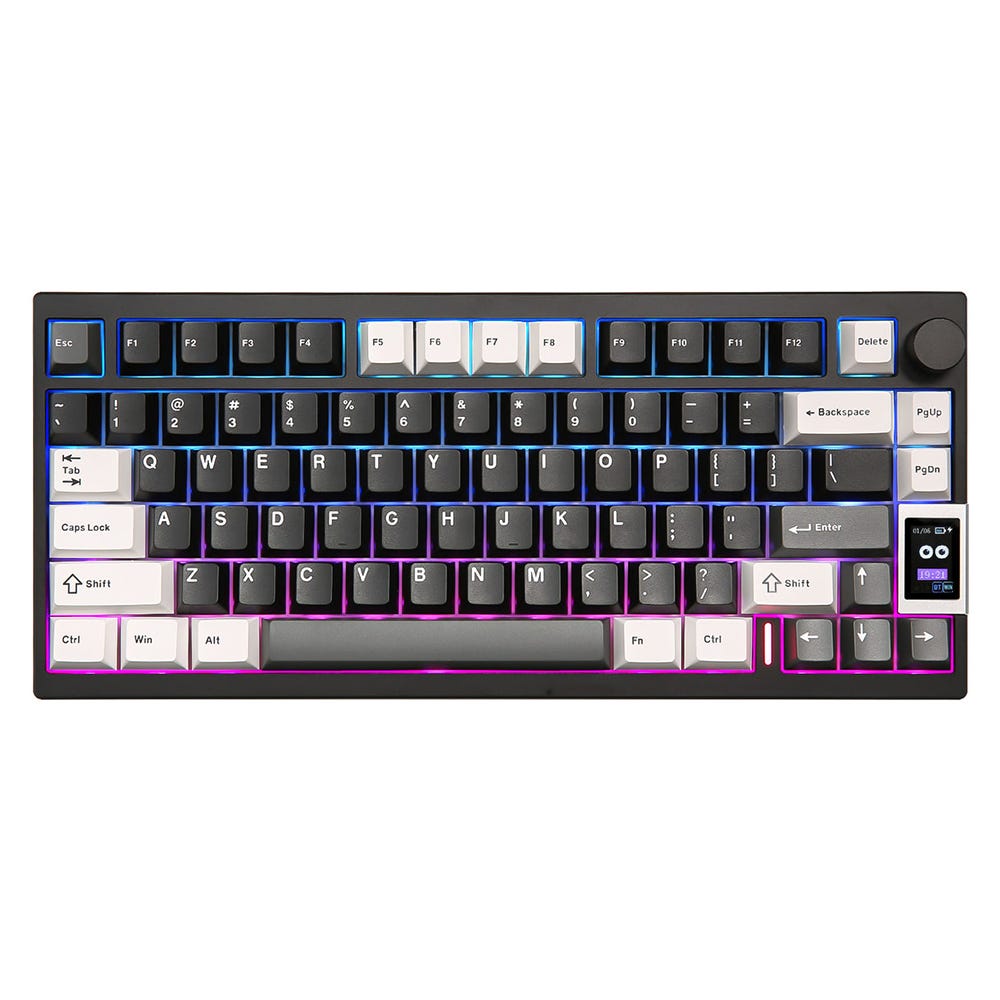 YUNZII AL80 QMK Aluminum Wireless Keyboard with Screen (Black) (Cocoa Cream V2 Switch)