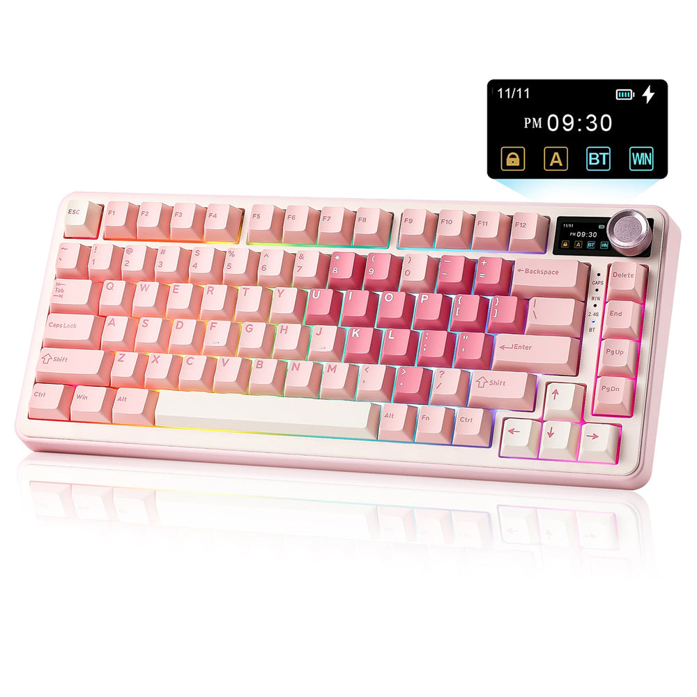 YUNZII B75 Pro Max QMK TFT Screen Wireless Keyboard (Pink Heart) (Candy Linear Switch)