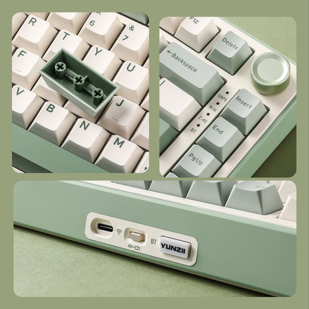 YUNZII B75 Pro Hot Swappable Mechanical Keyboard (Matcha Green) (Milk Switch)