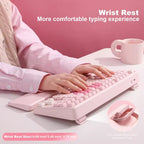 YUNZII B87 Mechanical Keyboard with Wrist Rest (Pink) (Cocoa Cream V2 Switch)