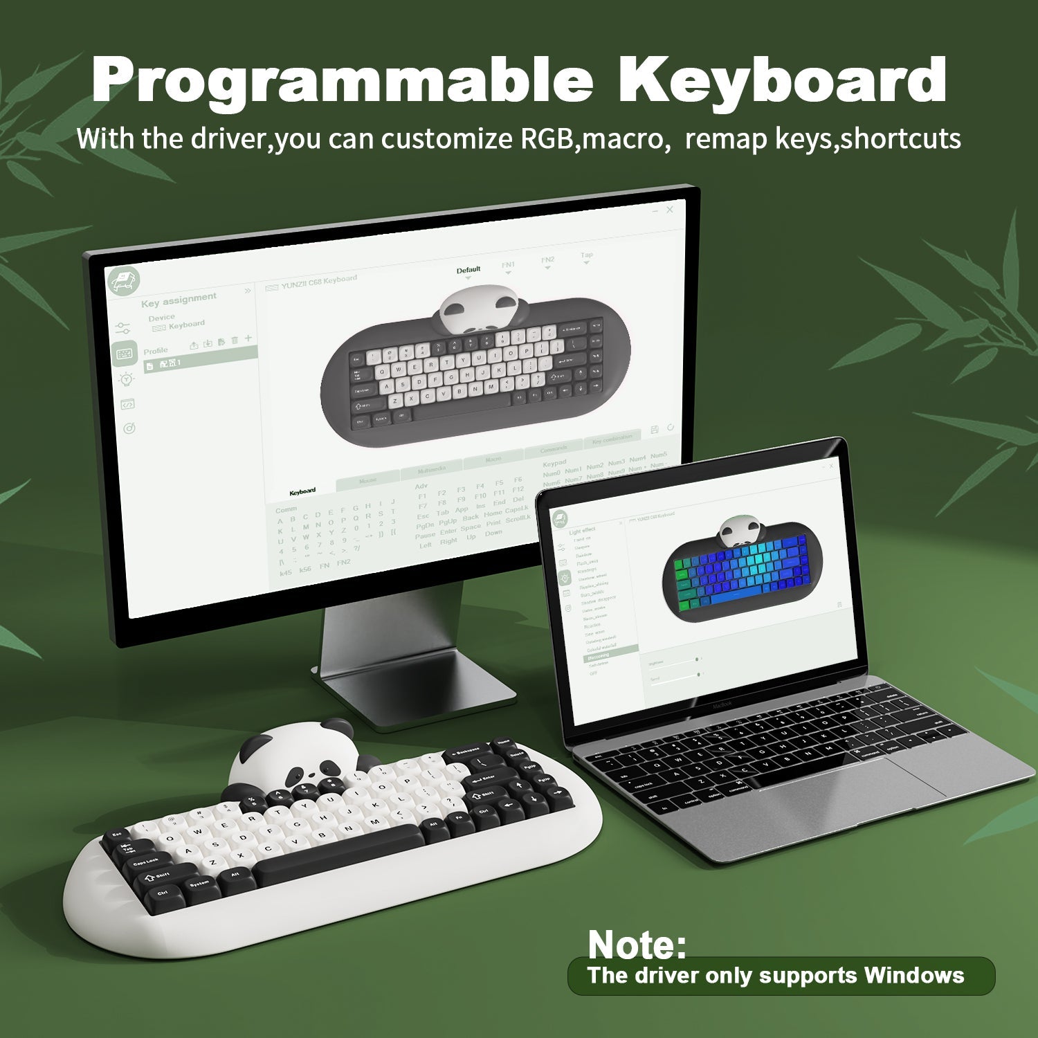 YUNZII C68 Panda Wireless Mechanical Keyboard (White) (Panda Switch)
