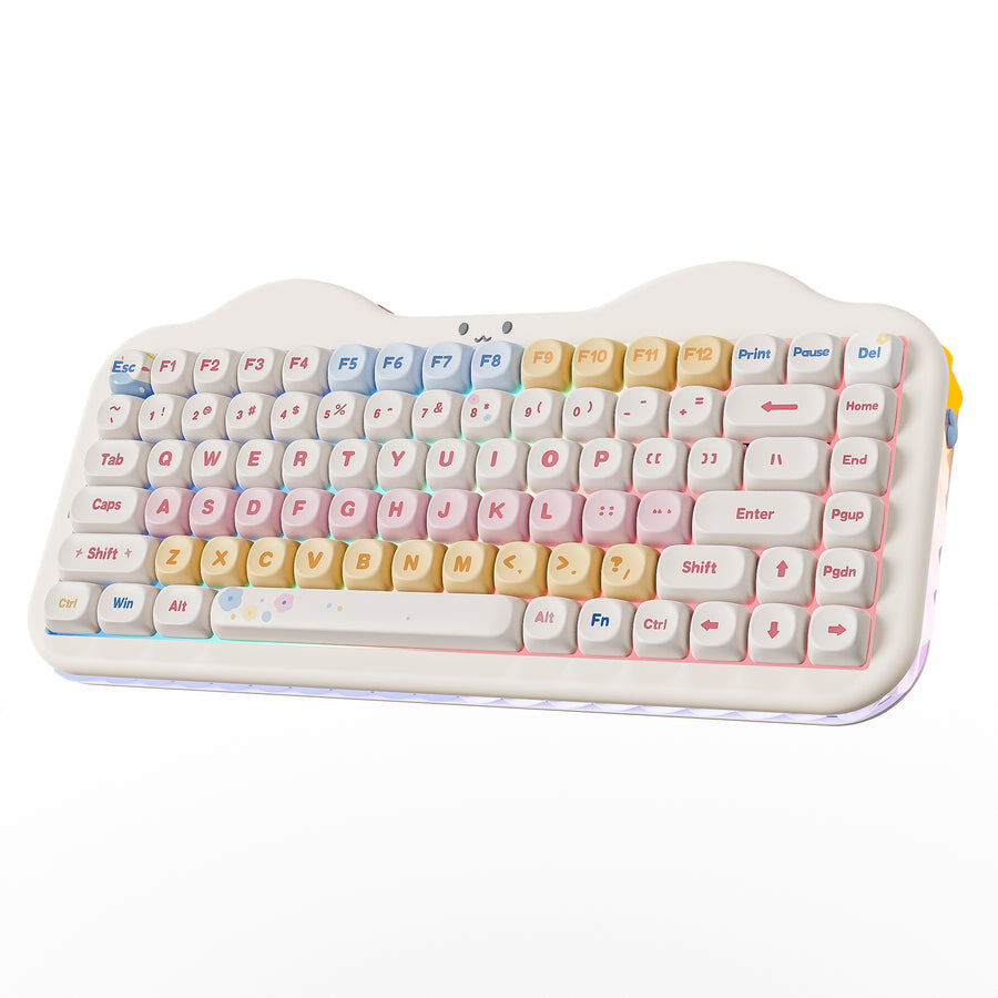 YUNZII C75 Cake Meow Hot-Swap Wireless Mechanical Keyboard (Beige) (Milk V2 Switch)