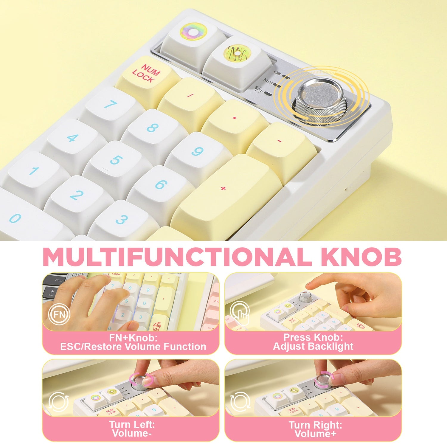 YUNZII YZ19 Mechanical Number Pad (Macaron) (Gateron Brown Switch)