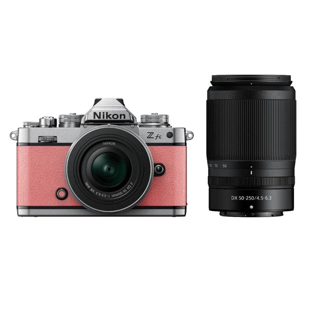 Nikon Z fc Coral Pink with Nikkor Z 16-50mm VR and Z 50-250mm VR Lens