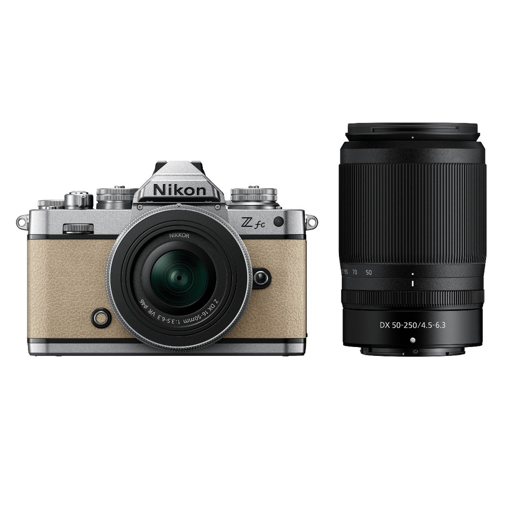 Nikon Z fc Sand Beige with Nikkor Z 16-50mm VR and Z 50-250mm VR Lens