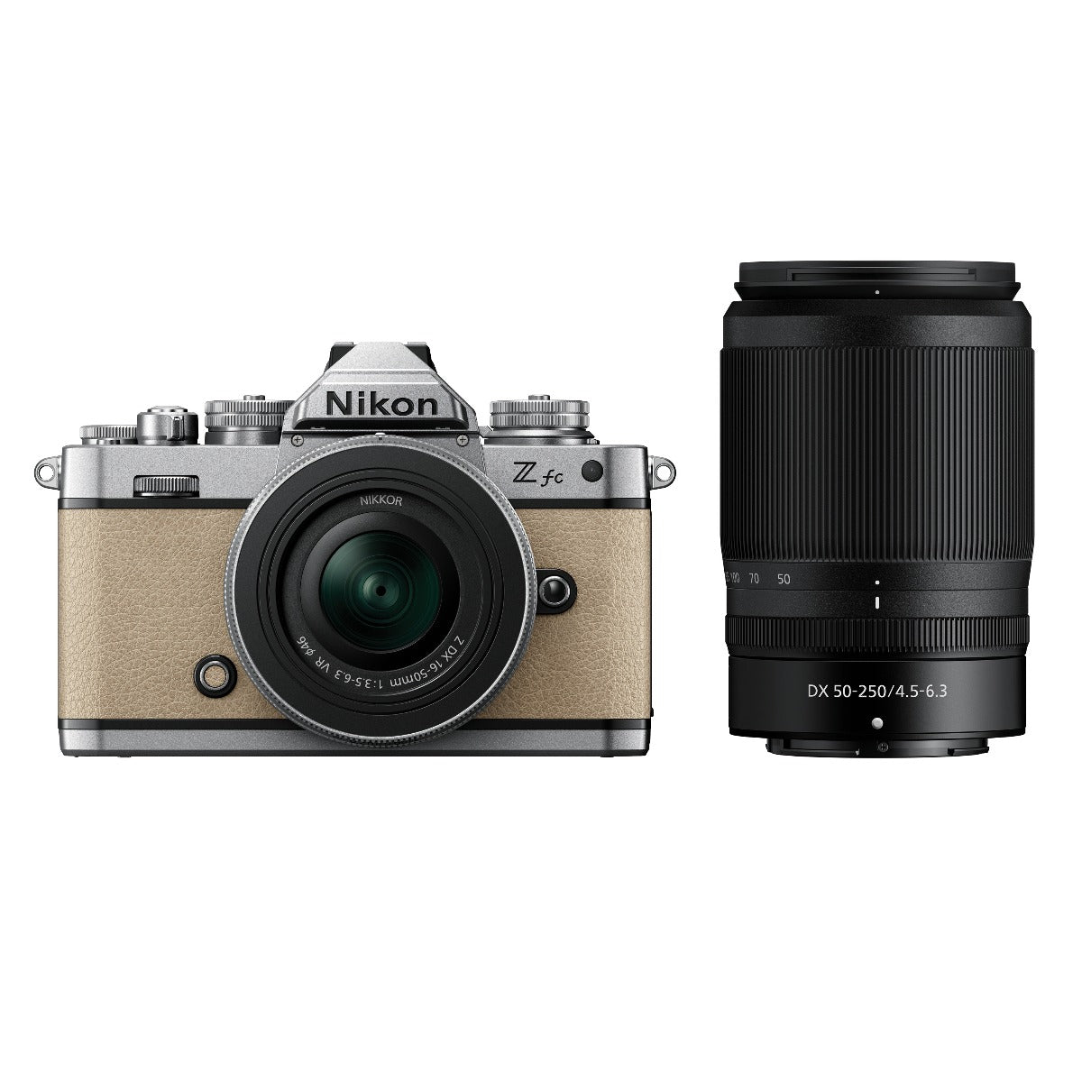 Nikon Z fc Sand Beige with Nikkor Z 16-50mm VR and Z 50-250mm VR Lens