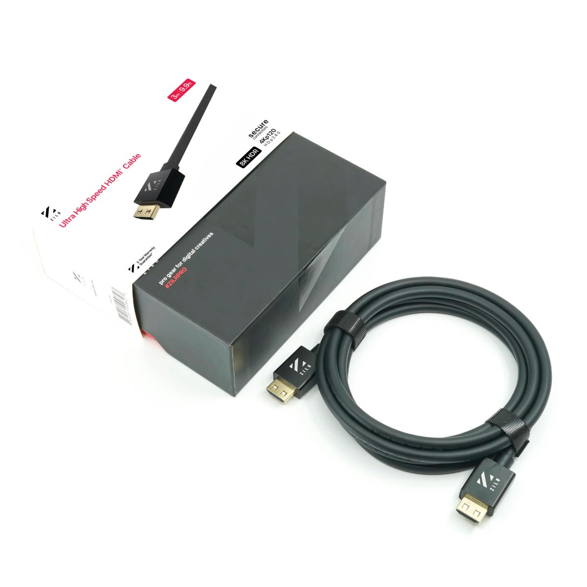 ZILR 8Kp60 Ultra High Speed HDMI Secure Cable with Ethernet (3m / 9.9ft)