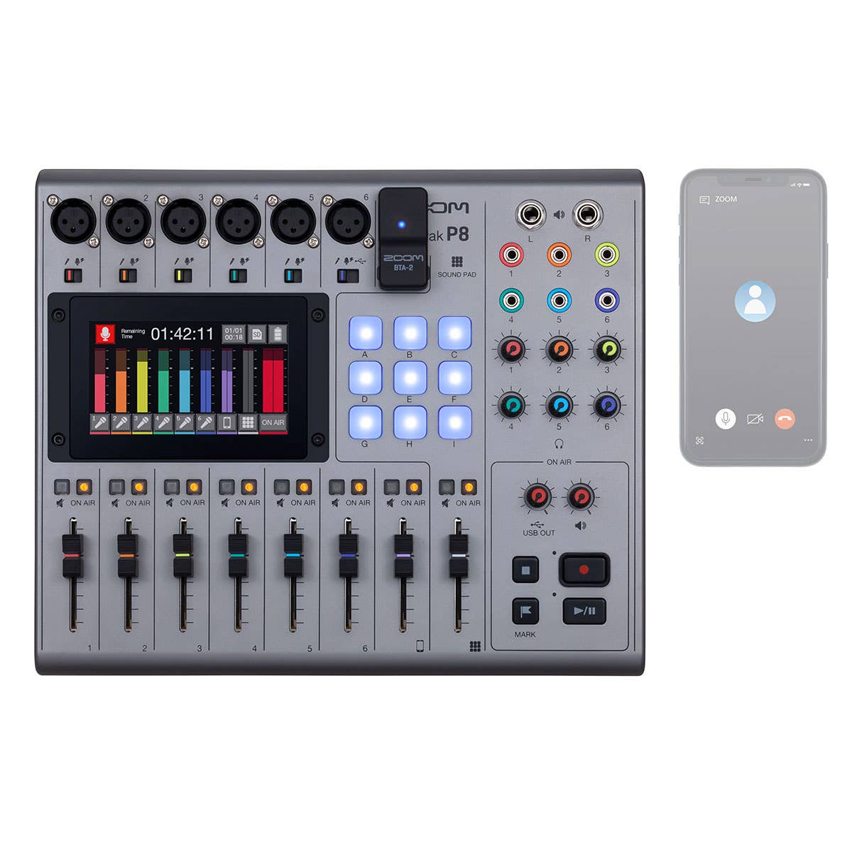 Zoom PodTrak P8 Portable Podcast Mic Kit with ZDM-1