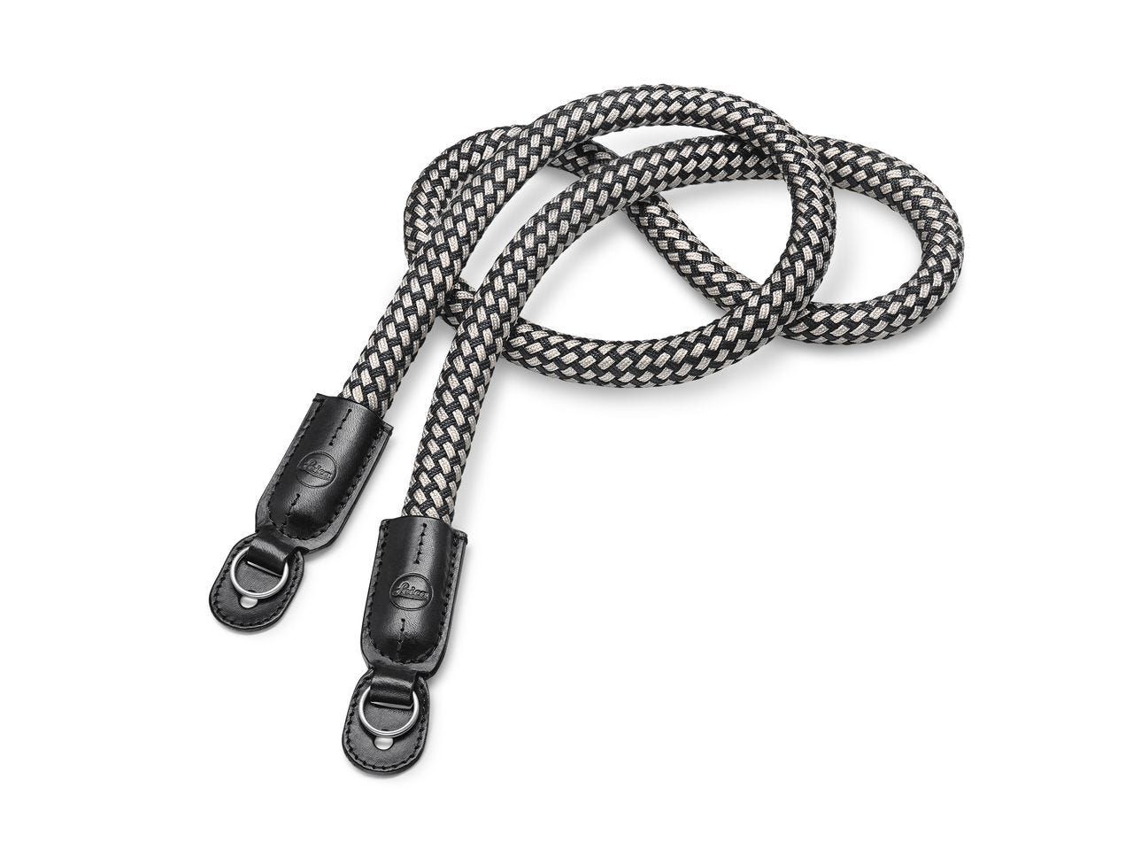 LEICA Flat Braided Rayon and Leather Carrying Strap (Black and White)
