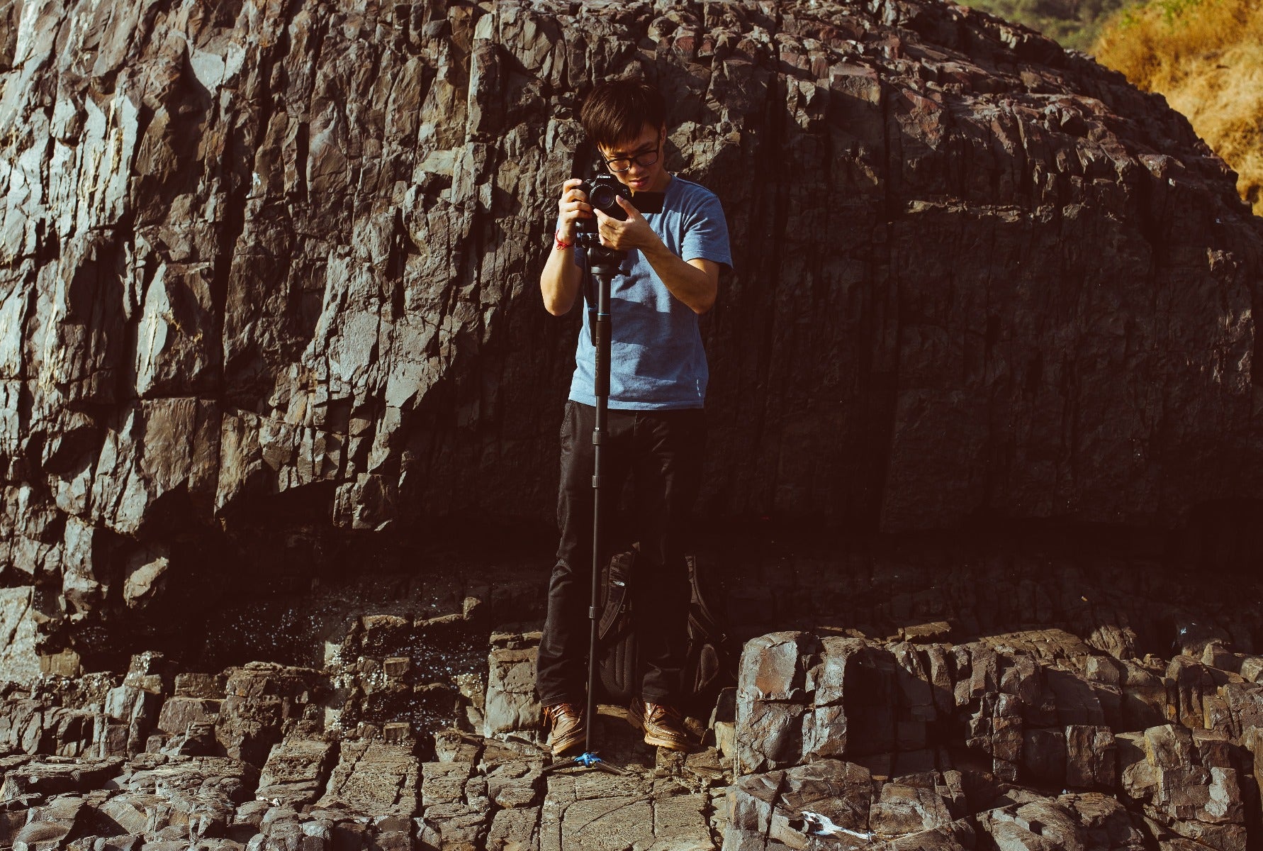 Video monopod outdoors