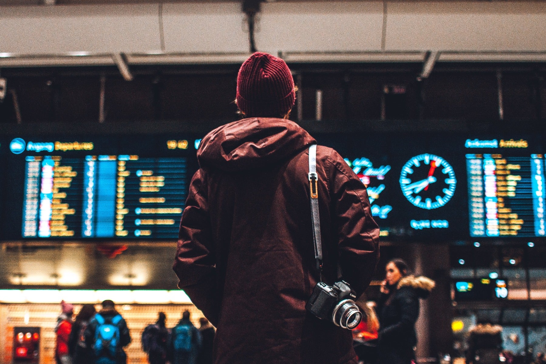 Photographer at a train station