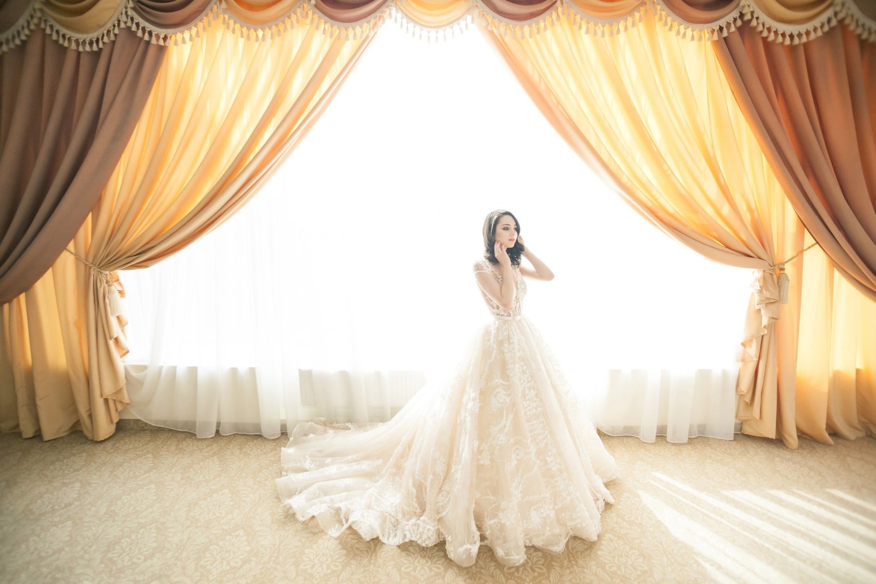 Bride in front of overexposed window