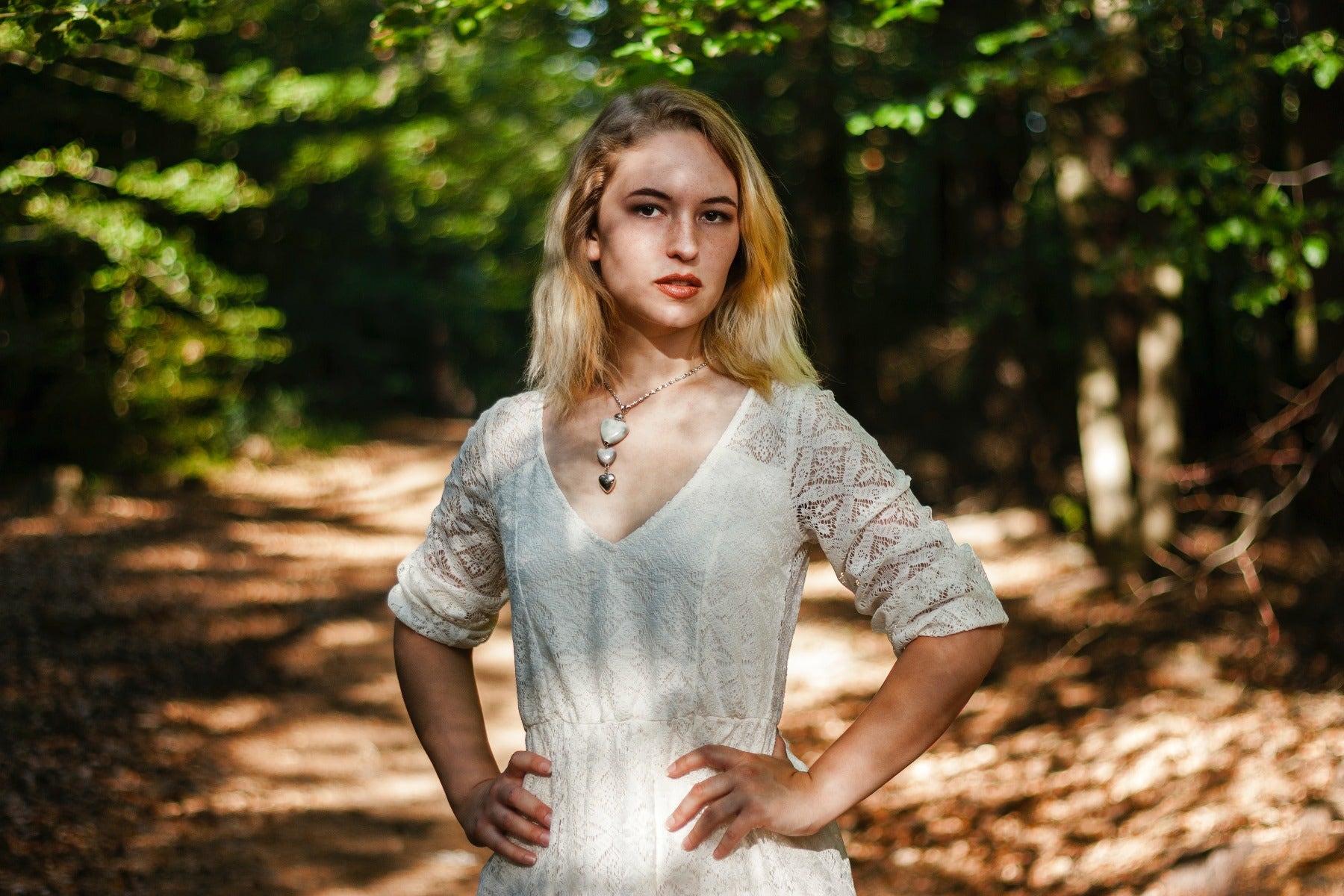 Woman in shade outdoors