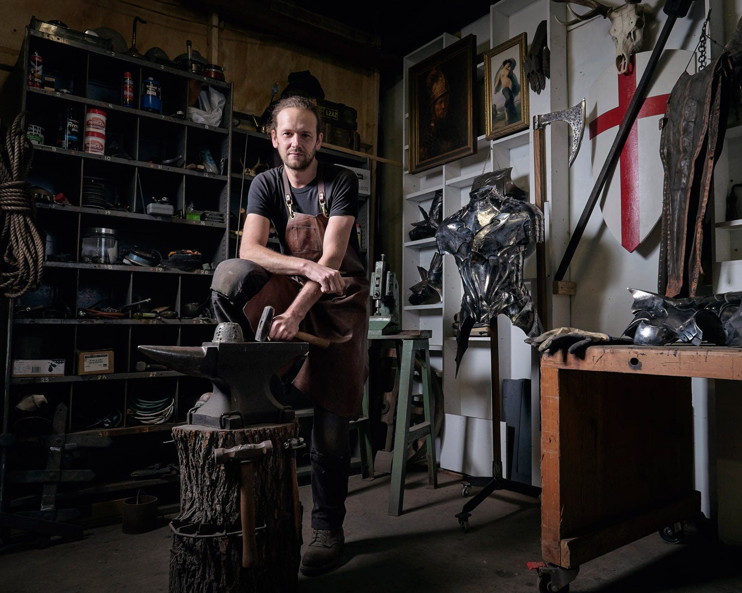 Flash photography of a blacksmith