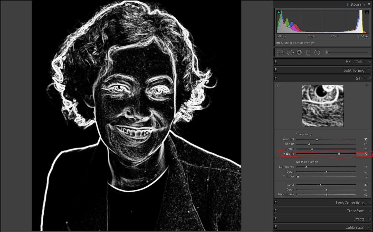 Adobe Lightroom - Masking sharpening for facial features