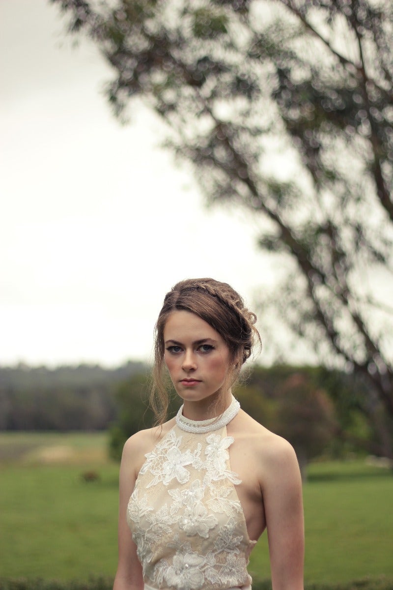 Bride posing ourdoors