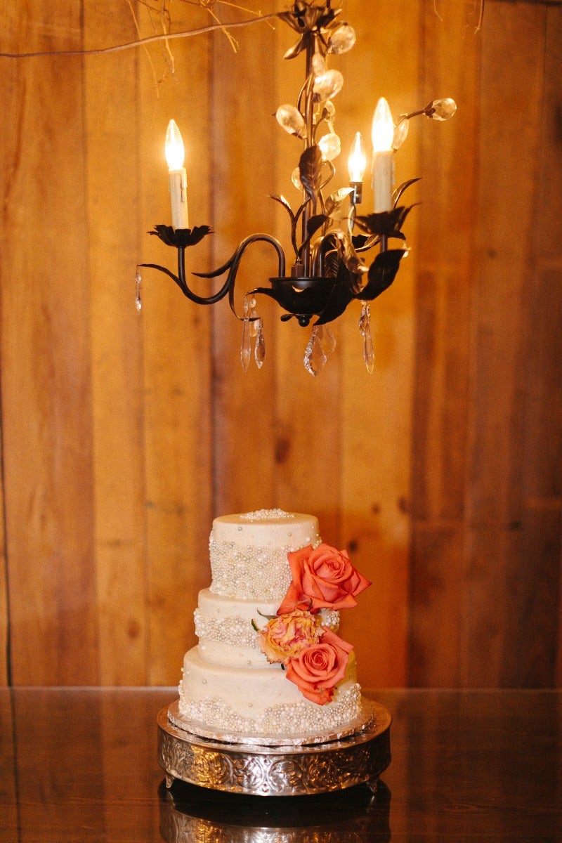 Wedding cake in rustic cottage