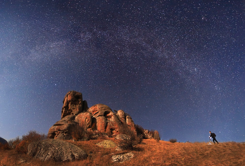 Astrophotography with person in frame