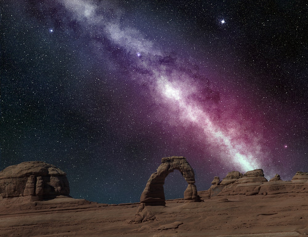 Milky Way over a rock outcropping