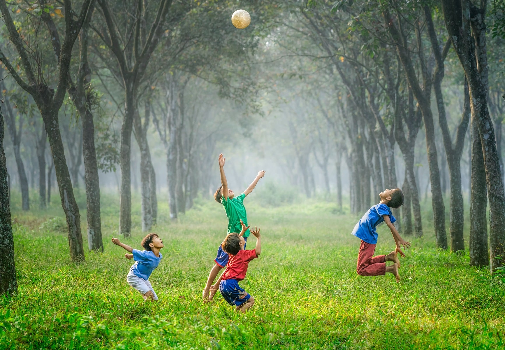 Kids playing in a field