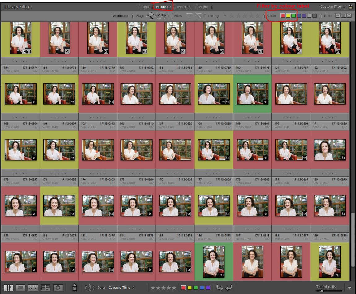 Using colour labels in Adobe Lightroom