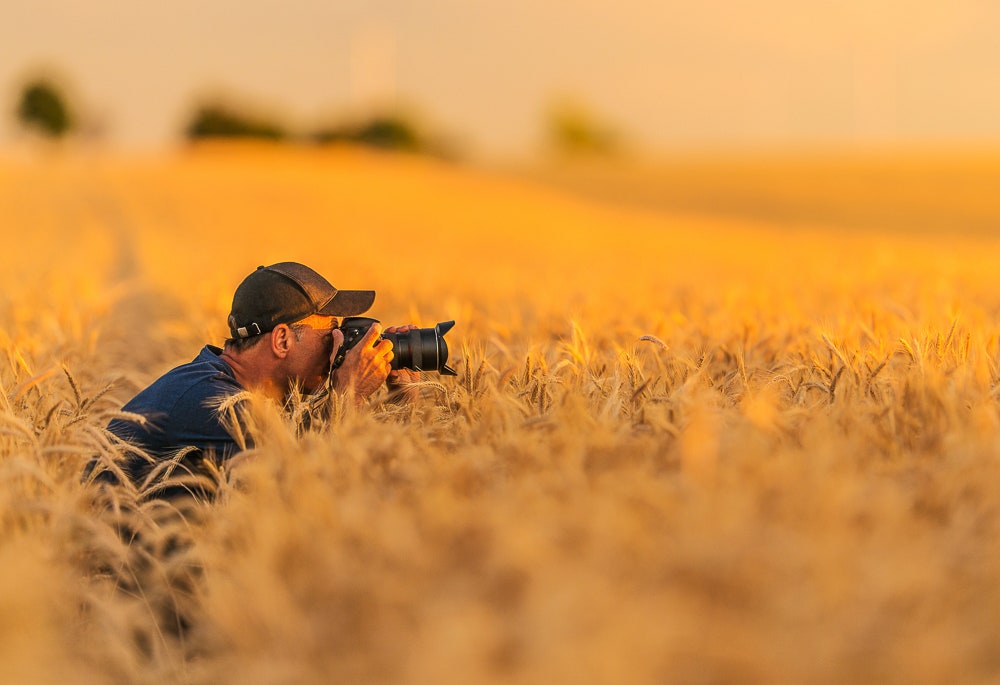 Photographing hiding in bushes