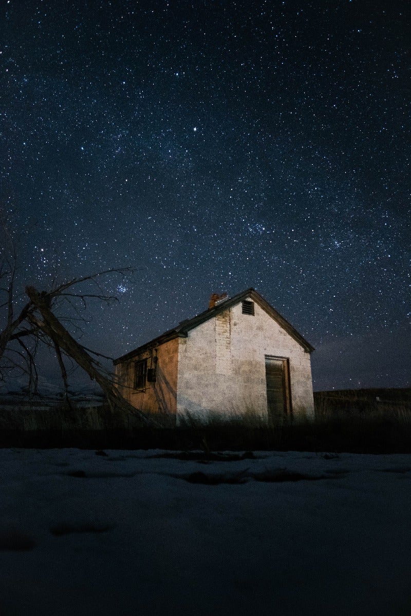 Building with stars in background